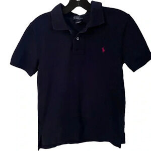 Ralph Lauren Boys blue Polo Shirt. Short Sleeves Navy Blue Size Medium (10-12)
